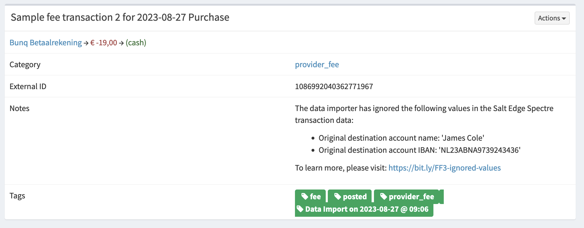 An example error message