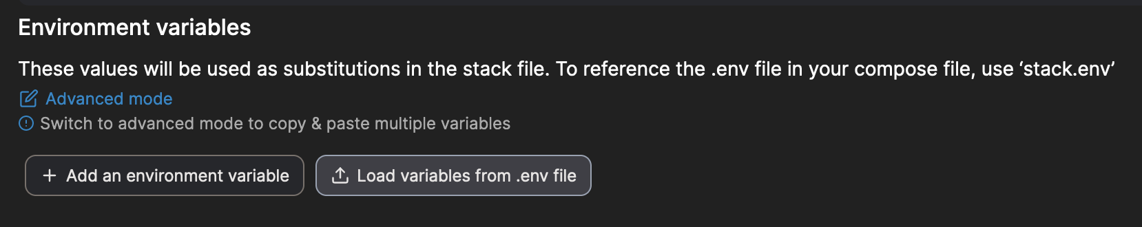 Loading environment variables