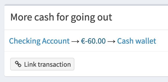 View a transaction for the cash wallet.