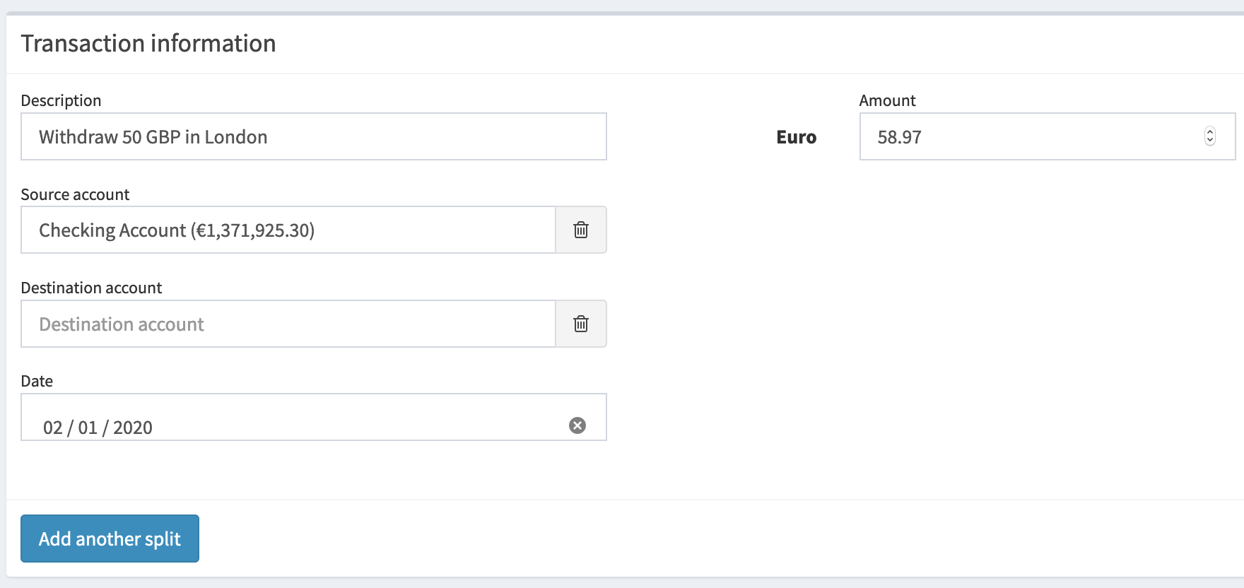 Create a multi-currency cash withdrawal.