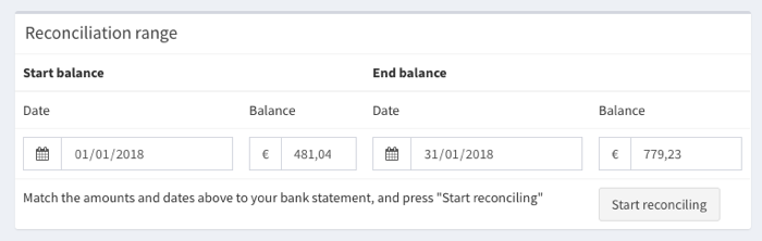 These dates and amounts must match your bank statement.