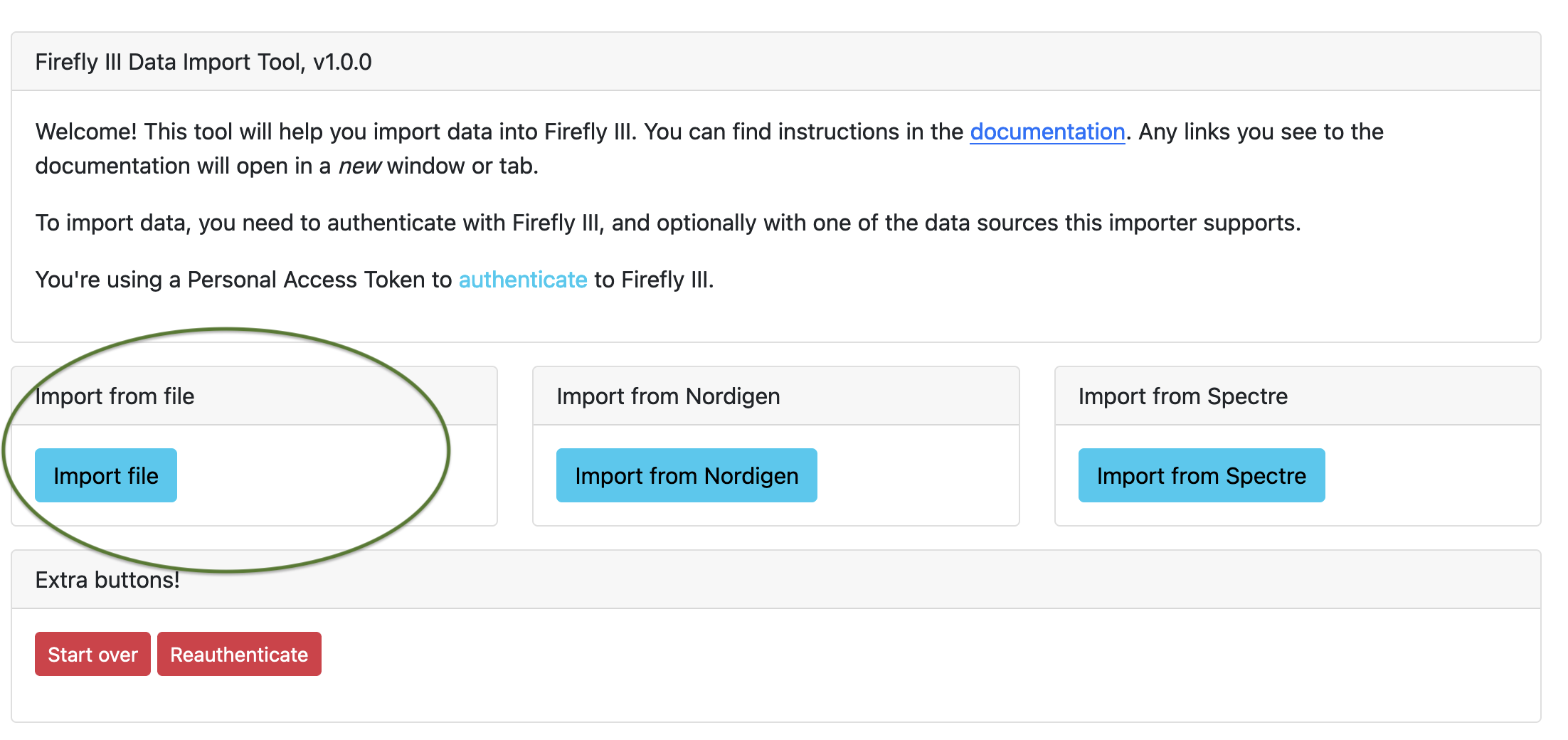 Select import routine Select import routine