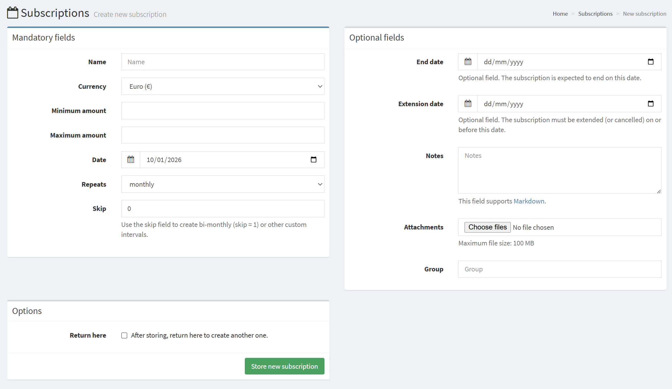 My first subscription